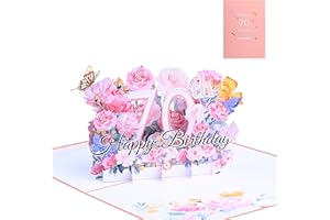 FloraVigo kartka urodzinowa, kartka pop-up na rocznicę, kwiat Pop Up kartki z życzeniami, 3D kartka urodzinowa pop-up (kartka urodzinowa na 70. urodziny)