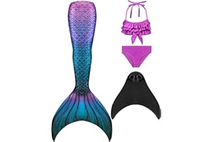 DNFUN Costume da Bagno da Bambina a Coda di Sirena, per Cosplay, per Il Nuoto, con Monopinna