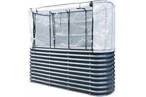 ‎OSOLTUS Hochbeet Garten Balkon mit integriertem Gewächshaus 195 x 60 x 170cm (LBH) | stahlverzinktes & pulverbeschichtetes 0,6mm Metall anthrazit - Edelstahlschrauben | witterungsbeständig - Schädlingsschutz