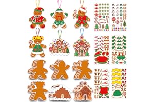 ZXTGBQ Lot De 72 Bonhommes En Pain D'éPice Pour Enfants, Kits De DéCorations Pain D’éPice à Coudre, DéCoration De Sapin De NoëL Pour Enfants, Loisirs CréAtifs De NoëL