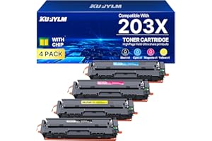 KUPYLM 203X Cartouche de Toner pour HP 203X 203A CF540X pour Color Laserjet Pro MFP M281fdw M281fdn M280nw M254dw M254nw CF540X CF541X CF542X CF543X (Noir Cyan Magenta Jaune, Pack de 4)
