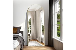 Weare Home Espejo de Cuerpo Entero, 179 x 65 cm Espejo de Pie Cuerpo Entero Curvado, Espejo Cuerpo Entero Espejo de Pared con Marco de Aleación de Aluminio y Soporte para Sala Dormitorio(Dorado)