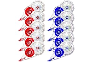 Uktunu Korrekturroller Set 10 Stück Korrekturband Korrekturmaus Roller Mäuse 12m x 5mm White Out Tape für Studenten kinder, im Büro arbeitendes Personal, Rot und blau