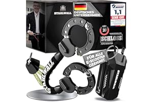 STAHLWALL E Scooter Schloss mit Tasche - maximale Sicherheit, feuergehärteter Stahl, Handschellenschloss für E Roller & Fahrrad