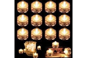 Joycabin Zestaw 12 wodoodpornych świateł LED, bezpłomieniowe świece LED, świeczki, mini podwodne światło, wodoodporne światła, małe dekoracyjne światła LED do akwarium, ogrodu, stawu, imprezy ślubnej