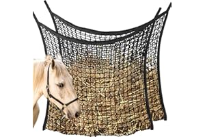 WEEKSUN 2PCS Hay Nets for Horses,Slow Feed Haynet with Large Capacity, Haynets for Horses Easy to Hang, Greedy Feeder Haynet for Horse Feeder Full Day Feeding Horses Goat Stall Trailer (31.5" x 35.1")