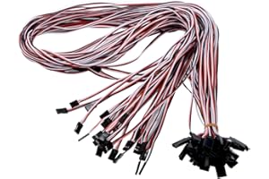 YXQ (1M) - 10/20/30 Pcs 3 Terminal Male to Female Servo Extension Lead Wire Cable 100mm/150mm/300mm/ 500mm/1M for RC Aeroplane (1M R+B+W 10 Pcs)