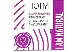 TOTM Natural Pads with Organic Cotton & Renewable Woodpulp | Super - Pack of 9 | Breathable Period Care with Secure Wings & Compostable Wrappers | Eco-Conscious & Gentle Sanitary Towels
