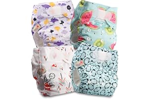 LITTLES & BLOOMZ Littles and Bloomz Baby pieluszka wielokrotnego użytku kieszonkowa pieluszka pielucha, standardowy haczyk, 4 pieluchy, FLV2-0403