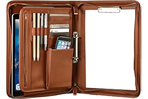 ONVAYA® dossier de conférence A4 | marron | chemise à dossier | dossier commercial | bloc-notes | imitation cuir durable | porte-documents | plaque métallique pour la gravure