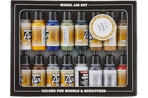 Vallejo Model Air Building Set de peinture acrylique pour air brush – Couleurs assorties (Lot de 16)