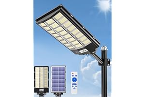 JAYNLT Y-7200W Lampioni Solari da Esterno, 600000LM 6500K Faretto Led da Esterno Solare, IP67 Impermeabili Lampada Stradale Solare con Sensore di Movimento per Cortile, Giardino