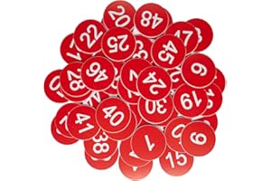 STAYMAX Plastic Number Tags Engraved Numbered Tags ID Tags Key Tags Without Hole (1-200, Red)