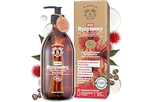 Bionoble Olej rycynowy bio 500 ml – 100% czysty, naturalny i tłoczony na zimno – rzęsy, brwi, włosy, broda, paznokcie – wegański i cruelty free – olej rycynowy – butelka szklana + pompka