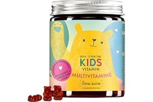 Bears with Benefits Oursons gélifiés multivitaminés pour enfants - A partir de 4 ans - complexe immunitaire de vitamines A-Z sans additifs - 1 mois de cure - 60 gummies - sans sucre, végan