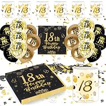 40 pezzi Tovaglioli Compleanno 18 anni, Tovaglioli di Carta Decorati Nero Oro, Tovaglioli di Carta per 18 anni Festa, Decorazioni per Tavola per Uomo