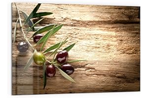 DEQORI Panel posterior de cocina de cristal, diseño de rama de olivo, 60 x 40 cm, pared trasera para baño o cocina, protección contra salpicaduras para cocina y baño, decoración moderna para espejos