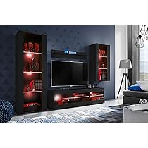Set Mobili Porta TV Komodee Tivoli Grande | 250x159x35cm | Nero Con LED RGB | Per Soggiorno E Camera - Foto 7