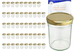 MamboCat Lot de 50 bocaux en verre de 230 ml avec couvercle couleur or to 66 avec livret de recettes Diamant Gelierzauber (français non garanti), pots à confiture, pots de conserve, bocaux en verre