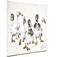 Wrendale Designs Duck Print on White Square Canvas 20 Centimetre "Quackers"