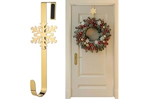 SR ESSENTIALS Wreath Hanger for Front Door with Decorative Snowflake, 12" Wreath Door Hanger, Perfect for Halloween, Wedding & Christmas Decorations Over Door Hanger (Golden)