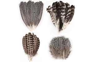 DEEPTON 50 Pcs 4 Styles Natural Feathers for Crafting, Brown Pheasant Feathers, Speckled Craft Feathers, 13-19 Cm Pheasant Tails for DIY Hats Party Deco Cosply Dream Catchers - 4 Sizes