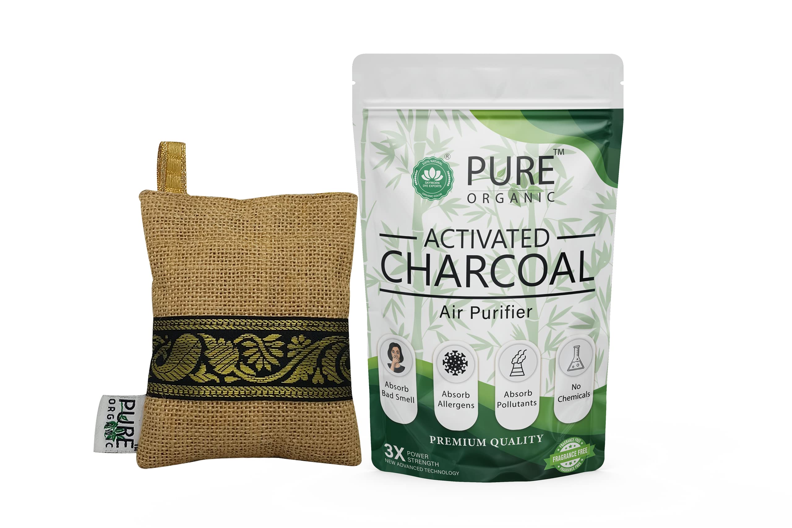 Pure Organic Activated CHARCOAL Non-Electric Air Purifier Deodorizer | Dehumidifier for Home, Car, Wardrobe, Fridge, Shoe Rac