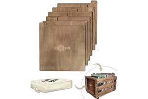 Retro Musique Set di 6 divisori in legno incisi al laser, per organizzare dischi in vinile da 30,5 cm, con copertura in tessuto di iuta (finitura in rovere)
