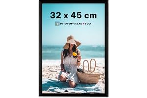 Photoframe4you - Ram 32 x 45 cm Plast med Akrylglas - Svart | För affischer, foton, pussel och diplom, lätt plastprofil för v