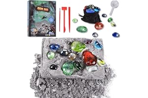 colmanda Kit per Scavare Pietre Preziose, Kit per Bambini Scavo Scienza&Gioco Kit di Scavo di Gemme Giocattoli Gemstone Dig, Fantastico Regalo di Scienza, Gemmologia, Geologia per Bambini e Bambine