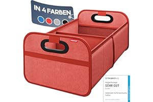 HELDENWERK Składana torba do bagażnika samochodowego, wzmocniona i stabilna, organizer do bagażnika, torba na zakupy z organizerem do praktycznego przechowywania, antypoślizgowy pojemnik (czerwony)