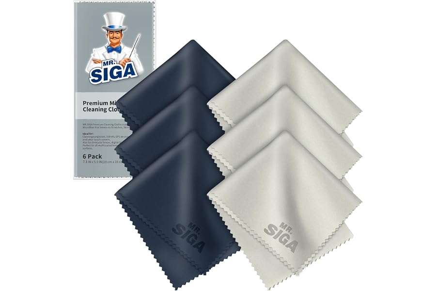 MR.SIGA Mikrofaser-Brillenputztuch, Brillenreinigungstuch, 6er-Pack | Mikrofaser-Reinigungstücher für Linsen, Kamera, Bildsch