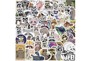 BIMANI Lot de 50 autocollants mignons raton laveur - En vinyle - Étanche - Animaux de la forêt du Nord - Pour ordinateur portable, skateboard, bouteilles d'eau - Kawaii