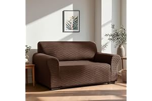 ‎DECONOVO Deconovo Stretch Sofa Abdeckung waschbar Sofabezug dehnbar Sofaüberwurf Sesselbezug Sofahusse Super Elastisch für Wohnzimmer, 2-Sitzer, 152 * 83 * 89cm, Dunkelbraun