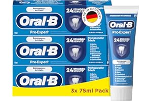 ‎ORAL-B Oral-B Pro-Expert Professional Protection Toothpaste with Cleaning Crystals, 24-Hour Protection, Anti-Bacterial Technology with Stannous Fluoride, Mint and a Hint of Cinnamon, 3 x 75 ml