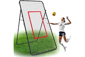 MOOACE Volleyball Rebounder Netz 2,2 x 1,2 m, Volleyball Trainingsgerät mit Schlagzone für Lacrosse Baseball Sporttraining, 5 Winkel verstellbares Volleyballnetz für Garten Innen- und Außenbereich