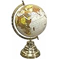 GLOBE DADDY 8 inches Brown Multi Color Rotating Globe with Gold Metal Arc and Sturdy Metal Base