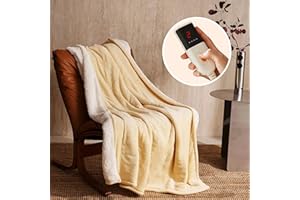 JET'S HOME Heizdecke 130x180cm - Wärmedecke Heizdecke mit Abschaltautomatik Einstellbarer Timer 10 Stunden 6 Heizstufen - Wärmedecke Maschinenwaschbar Überhitzungsschutz (Gelb)