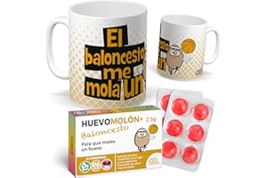 MUNDOHUEVO Pack Regalo Baloncesto Original: Taza Divertida El Baloncesto me Mola un Huevo + Caramelos de Broma Huevomolón Baloncesto | Detalle Gracioso y Único para Jugadores y Aficionados