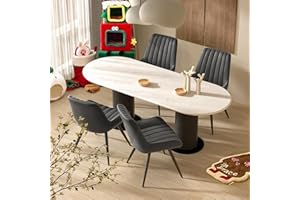 Hawthyhome Esszimmerstühle 4er Set | Polsterstühle mit 5 cm Sitzkissen • künstlicher Stoff Dining Chair • Küchenstuhl mit Rückenlehne • Moderne Sessel • Metallbeine • Dunkelgrau FU01043DG-4