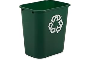Rubbermaid Commercial Products Deskside Recycling Bin 26.6 l | Green Symbol, Durable Plastic Waste Container for Home, Bathroom, Office, Fits Under Desk, Sink, or Cupboard | Green | FG295606GRN