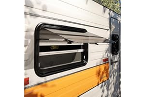 Farosun Wohnwagen Fenster 70x40 cm, E13, Ausstellfenster für Wohnmobil und Caravan mit integriertem Insektenschutz, Sonnenschutz, Seitenfenster für Camper, 2 mm Acrylglas, UV-beständig