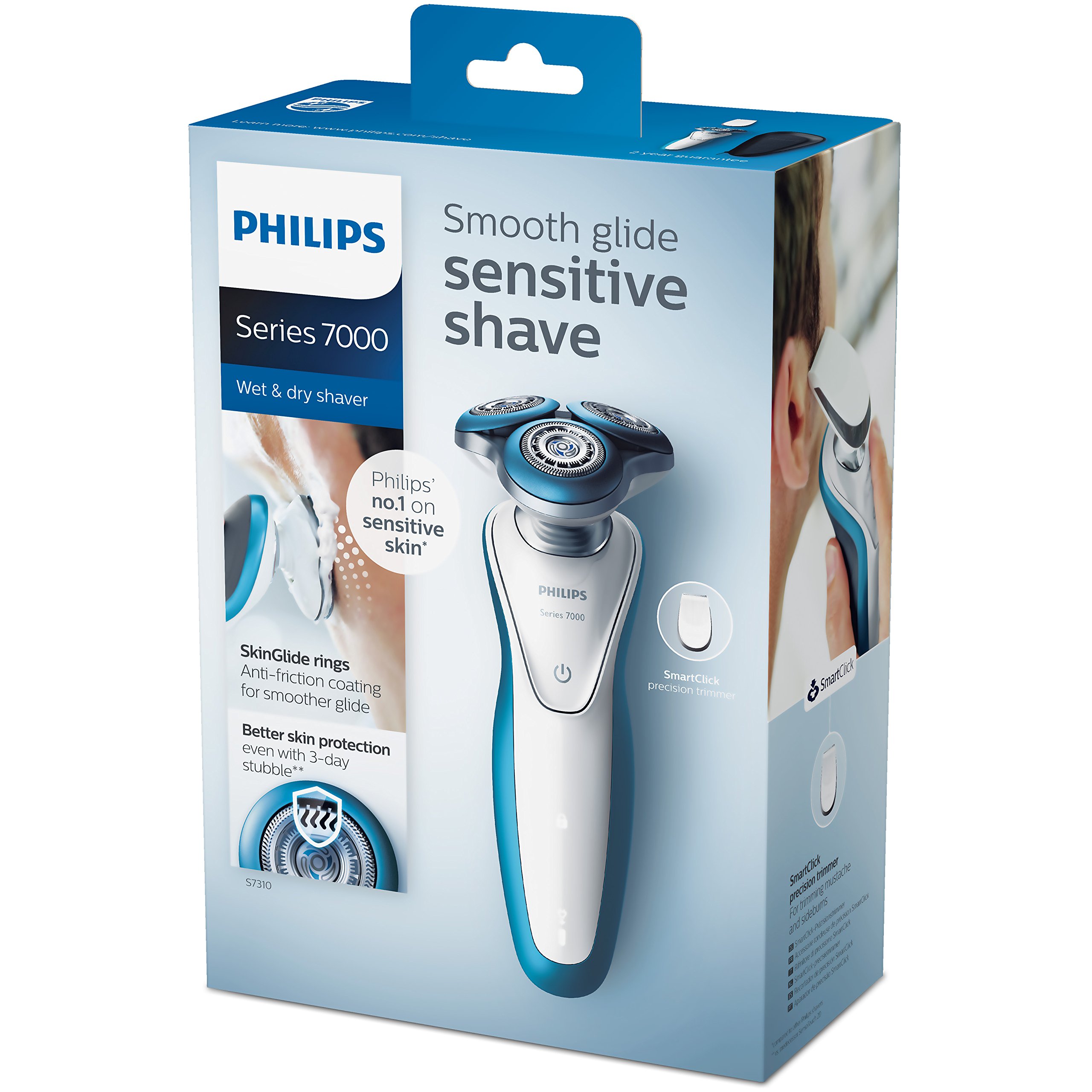 Philips-SHAVER-Series-7000-S7310-Rotacin-Recortadora-Azul-Color-blanco-Afeitadora-BateraCorriente-In-de-litio-Rotacin-Azul-Color-blanco-LED-Ergonomic