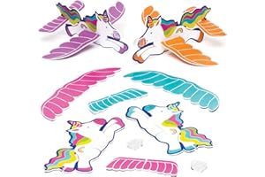 Baker Ross AR583 Rainbow Unicorn Gliders Value Pack - Spielzeug für Kinder, perfekt für Partys, Schnitzeljagd oder als Tütenfüller, sortiert, verschiedene Farben (Packung mit 8 Stück)