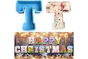 YANMUCY Stampi in silicone 3D alfabeto grande a forma di lettera epossidica per resina tampi fai da te in resina per lettere di cioccolato per compleanno matrimonio festa di Natale decorazioni artigianali