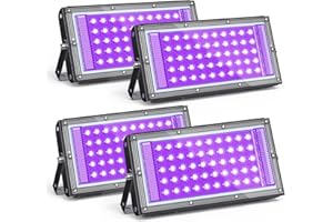 GKT 4 Piezas 50W Foco de Luz Negra, Lámpara UV, 385-400 nm, ideal para Halloween, Navidad, Fiestas Fluorescentes, Curado de Resina UV y Exhibición de Vidrio de Uranio