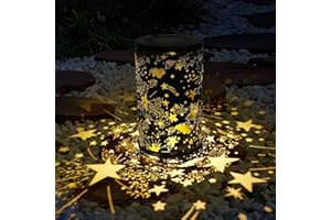 ZWOOS Farol Solar Exterior, Luz Solar Exterior Jardin, Colgante/De Pie, Impermeable IP44, Luces Solares LED Decorativo para Jardin, Balcón (Estrellas)