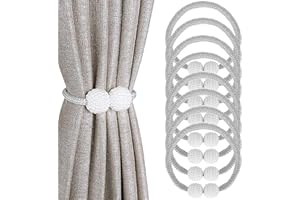 Oenothera 6 Pieces Magnetic Tie Backs for Curtains, Tie Backs for Curtains, Pearl Ball Curtain Magnetic TieBacks for Home, Office, Hotel Window Decorative（Gray）