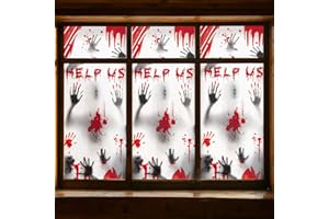 HOTSAN Halloween dekoration Haunt Fenster Bilder - 3 Stück Riesen Blutige Handabdrücke Zombie Silhouetten, Gruselige Fenster Behandlung Wanddekor Türabdeckungen für Halloween Deko Scary Party Dekoration