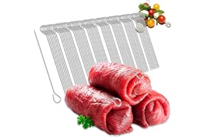 Robin Goods® 64 aghi per involtini in acciaio inossidabile - spiedini di carne lunghi 11 cm, antiruggine, durevoli - spiedini in set, clip di ricambio per involtini (64 pezzi - ago)